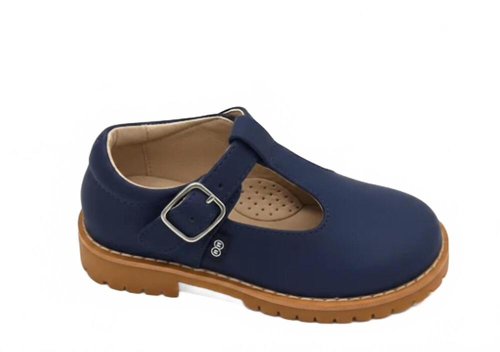 NEW RALPH MIGUEL girl's karla t-strap shoe shoes in navy/tan